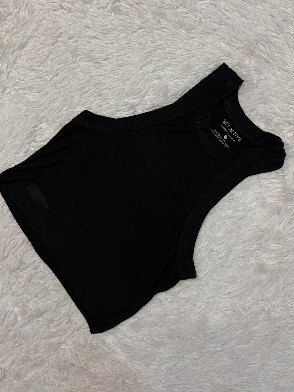 Set Active Black Shimmer Tank Top
